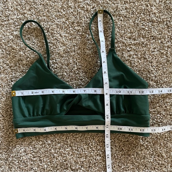 Aerie Twist Longline Scoop Bikini Top Women’s M Green Keyhole Swimwear - Picture 8 of 11